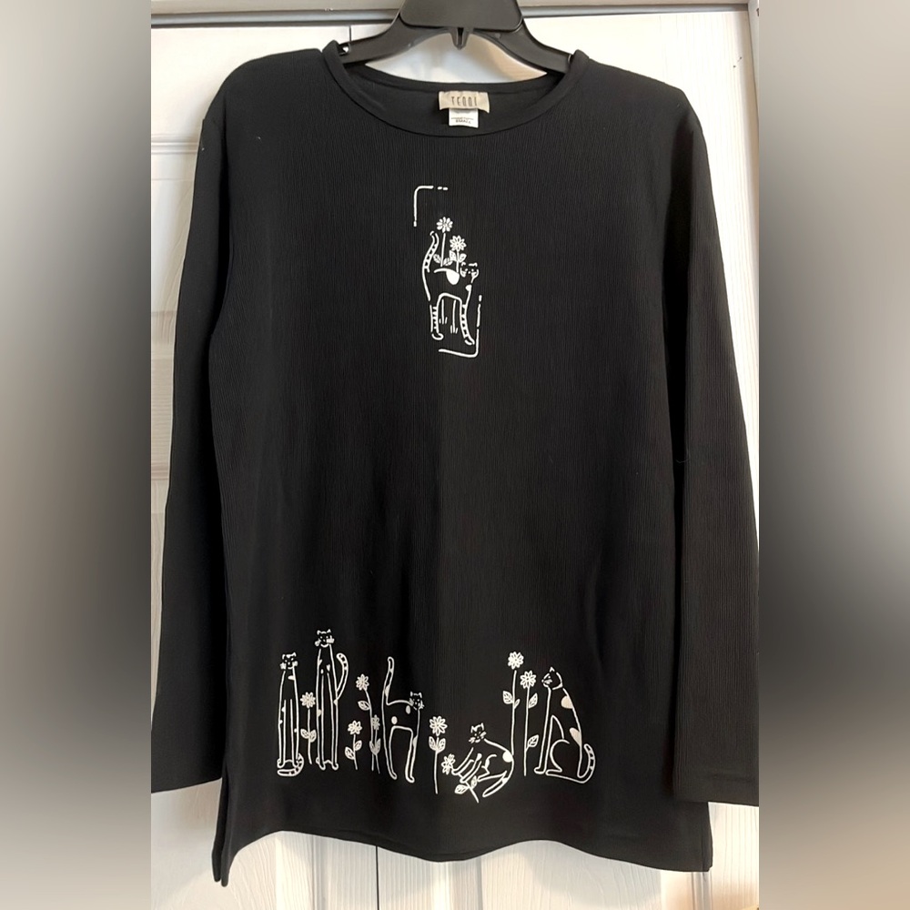 Vintage Tunic Shirt Tops Teddi Cat Minimalist Womens Small NWT